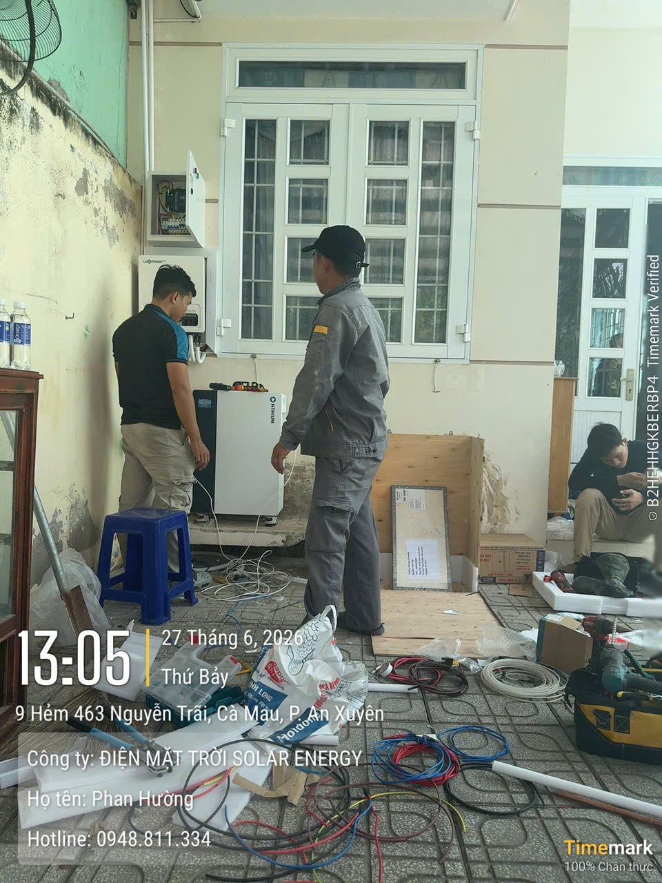 Lắp đặt pin lưu trữ Hithium – Điện mặt trời lưu trữ – P. An Xuyên, TP. Cà Mau