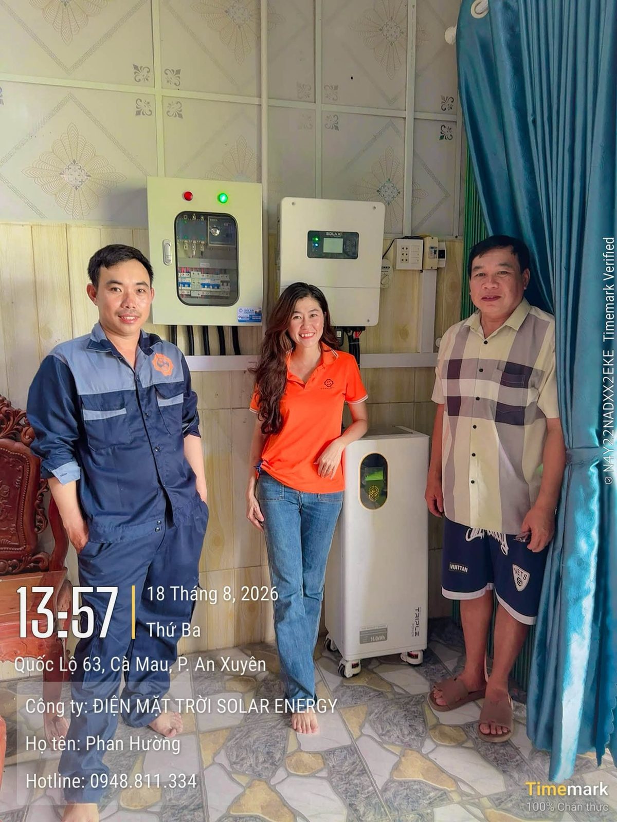 Bàn giao hệ thống cho gia đình – Điện mặt trời lưu trữ 5,67kWp – QL63, P. An Xuyên, Cà Mau