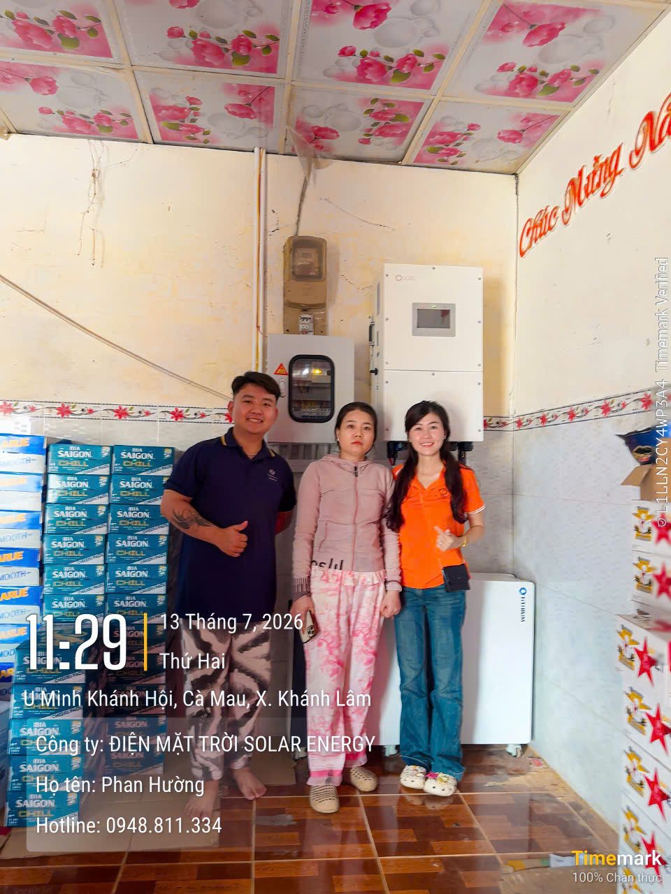 Bàn giao hệ thống cho gia đình – Điện mặt trời hộ kinh doanh – Solis + 2 pin Hithium – X. Khánh Lâm, U Minh