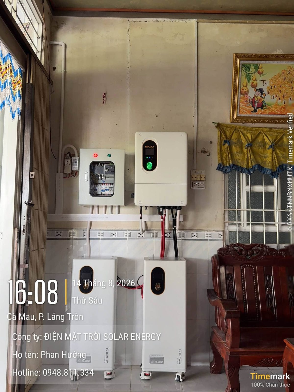 Biến tần SolaX 10kW & 2 pin lưu trữ – Điện mặt trời lưu trữ 11,34kWp – P. Láng Tròn