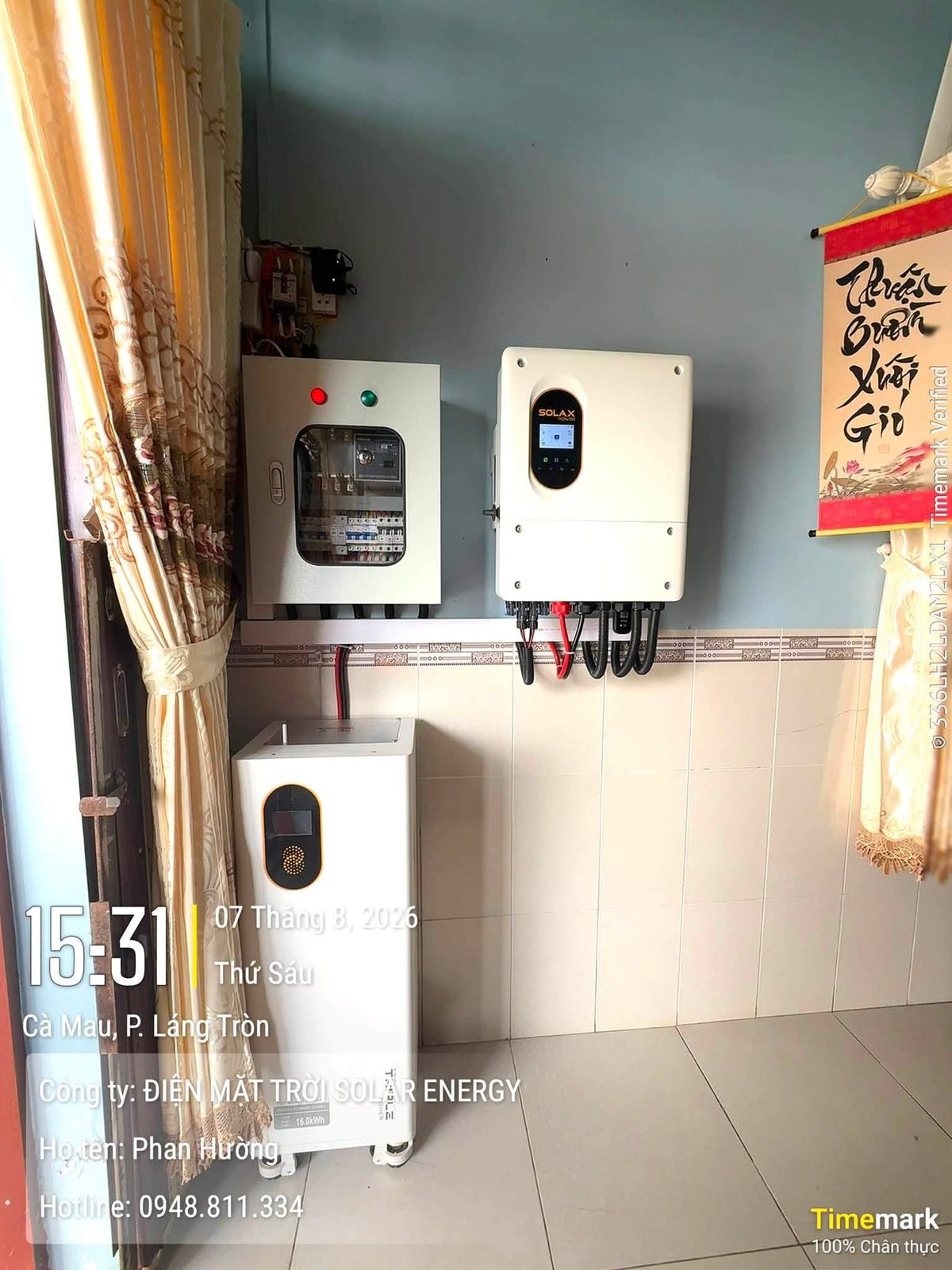 Biến tần SolaX, tủ điện & pin lưu trữ – Điện mặt trời lưu trữ 11,34kWp – P. Láng Tròn (công trình 2)