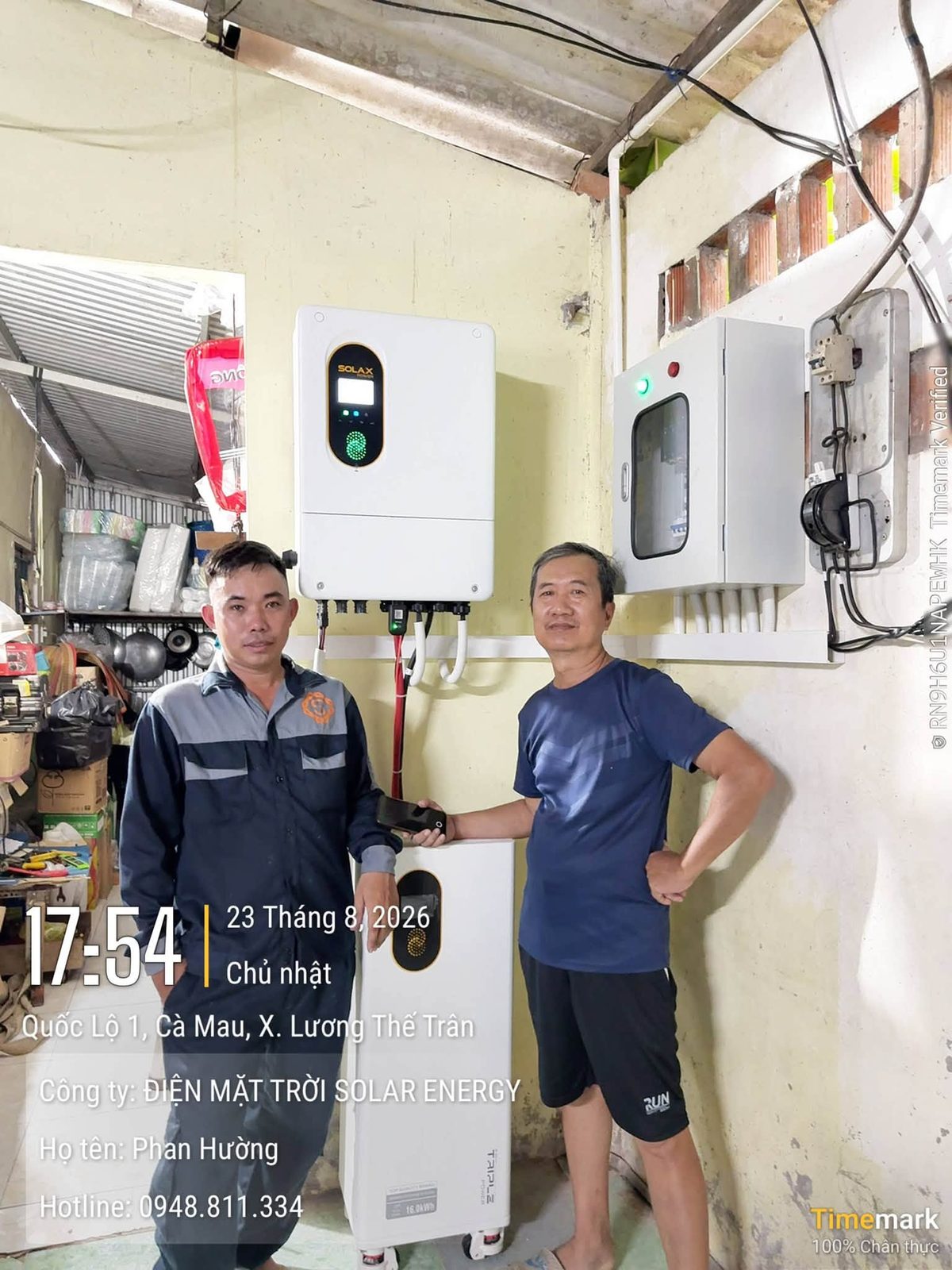 Chủ nhà bên hệ thống hoàn thiện – Điện mặt trời lưu trữ 12,6kWp – X. Lương Thế Trân, Cái Nước