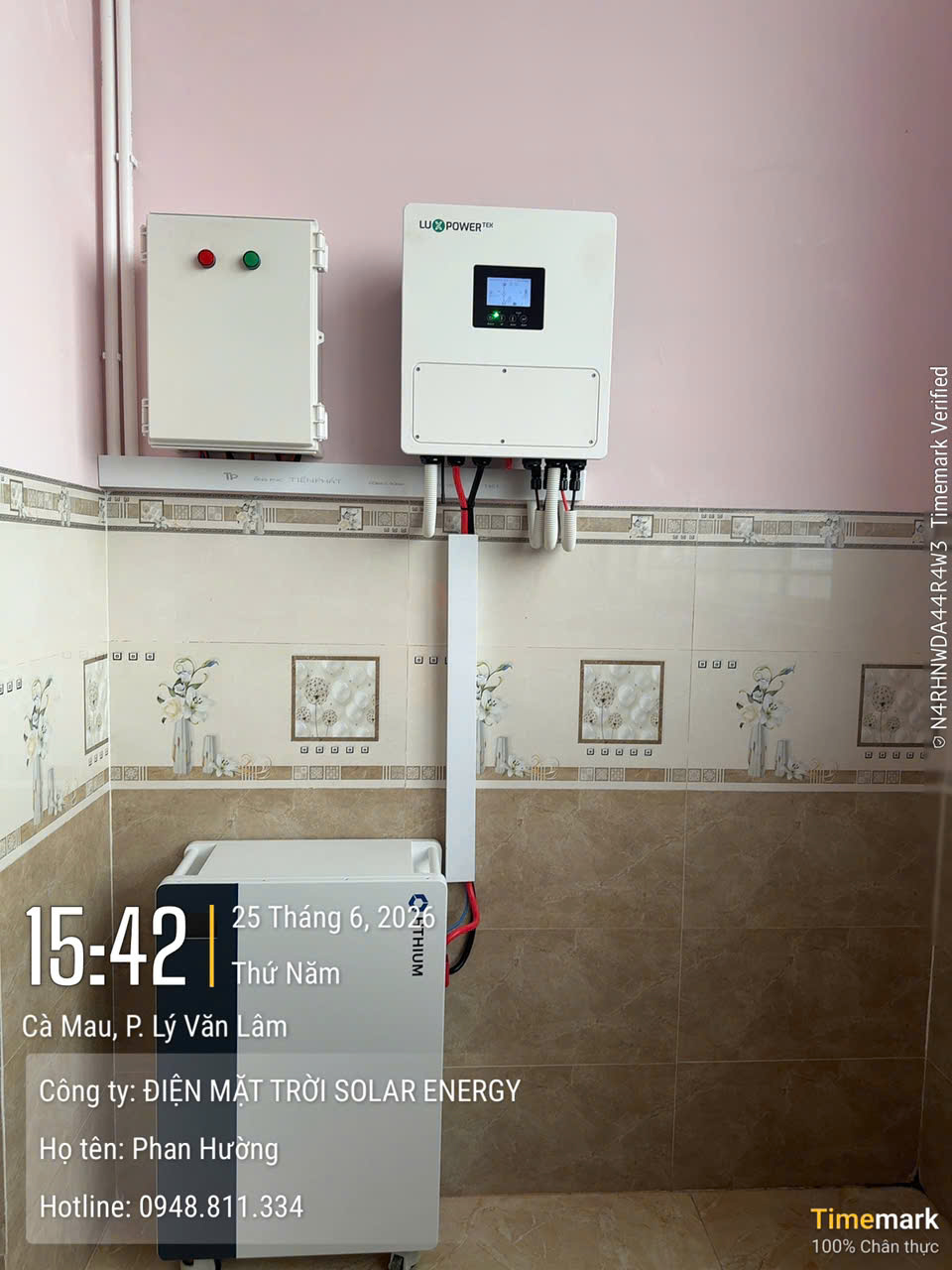 Hệ biến tần LuxPower kết hợp pin lưu trữ Hithium tại phường Lý Văn Lâm, Cà Mau