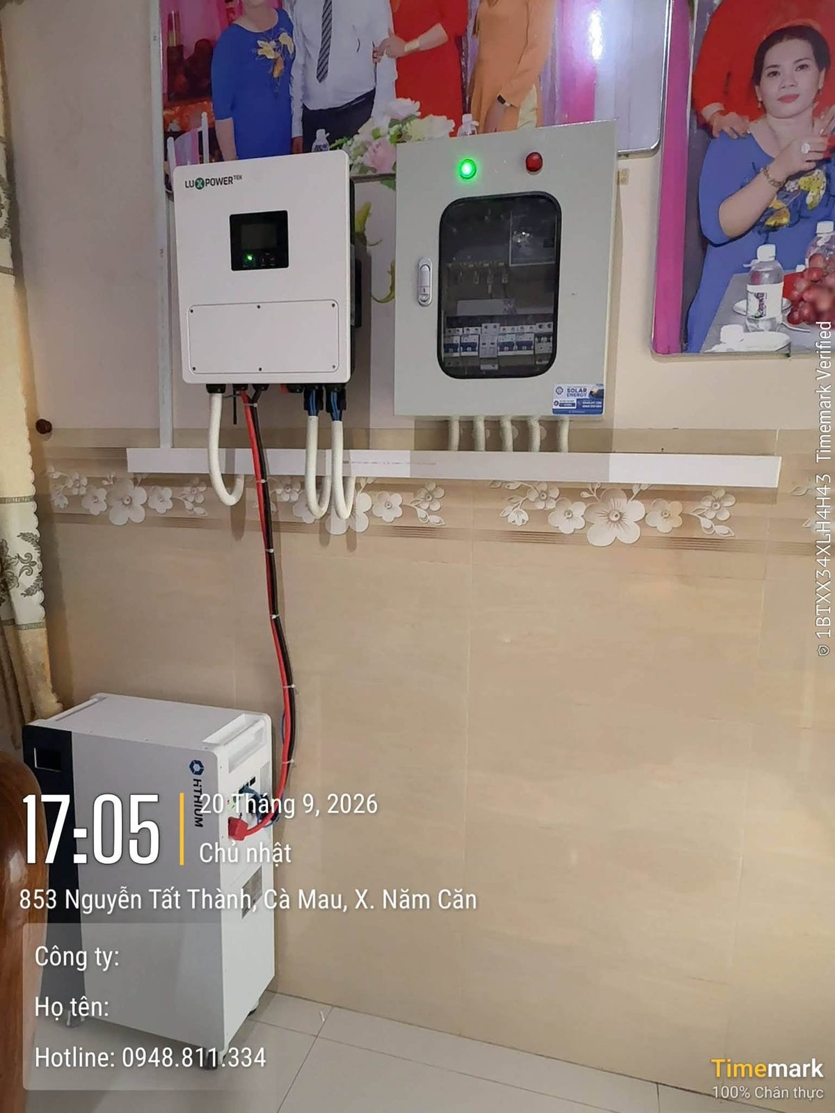 Biến tần LuxPower, tủ điện & pin lưu trữ – Điện mặt trời lưu trữ 7,56kWp – X. Năm Căn, Cà Mau