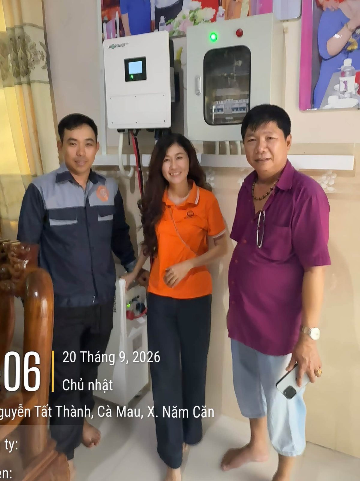 Bàn giao hệ thống cho gia đình – Điện mặt trời lưu trữ 7,56kWp – X. Năm Căn, Cà Mau