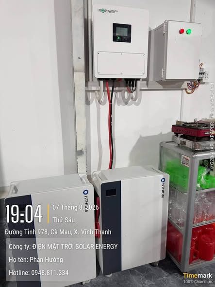 Biến tần LuxPower & 2 pin lưu trữ Hithium – Điện mặt trời lưu trữ 2 pin Hithium – X. Vĩnh Thanh, Cà Mau