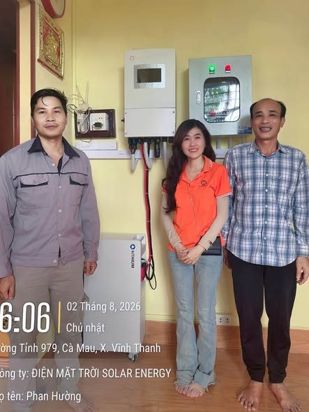 Bàn giao hệ thống cho gia đình – Điện mặt trời lưu trữ Solis + Hithium – X. Vĩnh Thanh, Cà Mau
