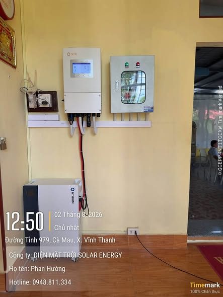 Biến tần Solis, tủ điện & pin Hithium – Điện mặt trời lưu trữ Solis + Hithium – X. Vĩnh Thanh, Cà Mau