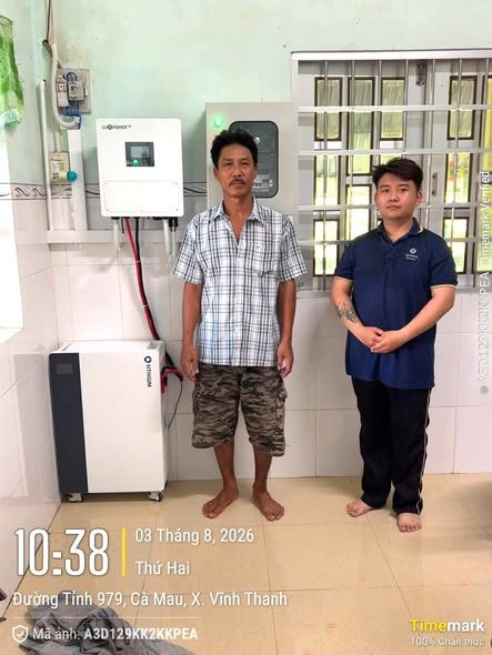 Bàn giao hệ thống cho chủ nhà – Điện mặt trời lưu trữ LuxPower – X. Vĩnh Thanh, Cà Mau