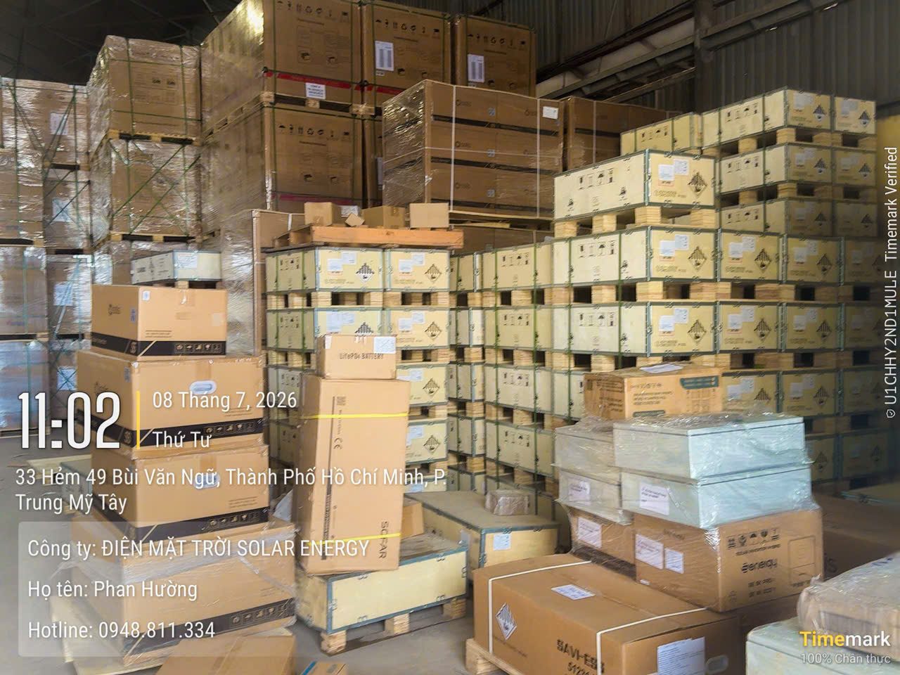 Pallet pin lưu trữ LiFePO4 và biến tần nhập kho tổng Solar Energy